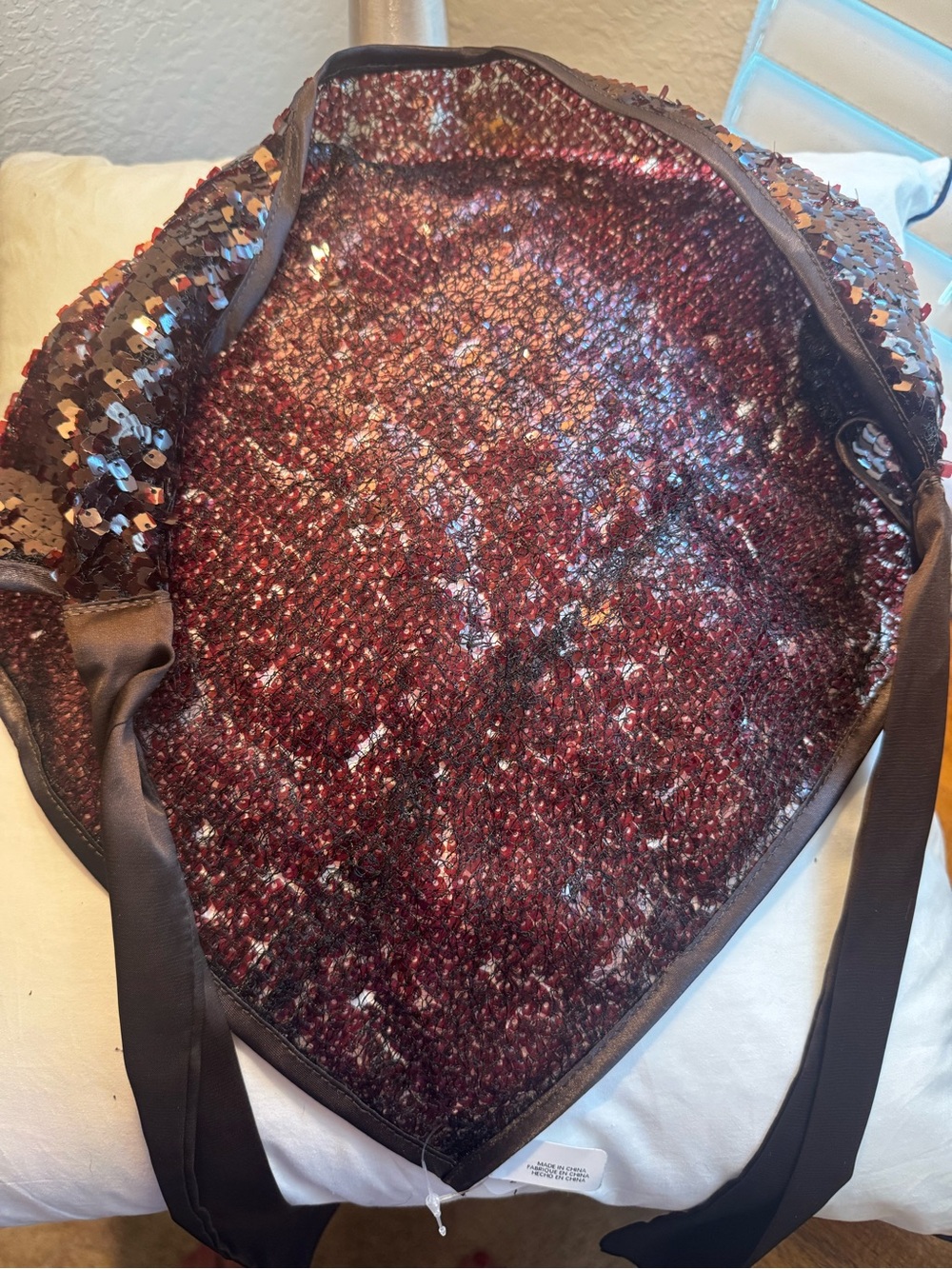 NWT Anthropologie Wine Colored Sequin Head Kerchief - Picture 3 of 7